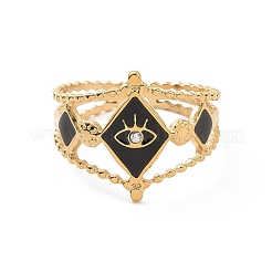 304 Stainless Steel Evil Eye Hollow Out Open Finger Ring&nbsp;RJEW-C057-03G