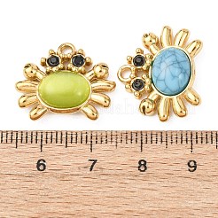 304ステンレスペンダント  ガラスと  カニ  17.5x20.5x4~6mm  穴：1.8mm&nbsp;STAS-D129-14B-G
