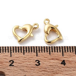 真鍮カニカン  ハート  18KGP本金メッキ  10x7x2.5mm  穴：1.2mm&nbsp;KK-G479-03G