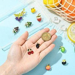 フルーツエナメルピン10個、10スタイル  亜鉛合金ラインストーン付き  バックパック用合金ラペルピンバック  混合図形  ミックスカラー  16~37x12~35.5mm  1個/スタイル&nbsp;JEWB-CJ0001-78