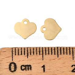 真鍮製チャーム  カドミウムフリー＆鉛フリー  ハート  7x7.5x0.2mm  穴：1mm&nbsp;KK-F907-01C-G