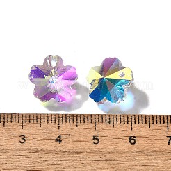 ガラスチャーム  花  ABカラー  多面カット  クリアAB  13x13.5x7.5mm  穴：1.2mm&nbsp;LS-GLAA-I057-11A