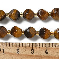 天然石タイガーアイビーズ連売り  シードビーズで  多面カット  サイコロ  8x8mm  穴：1.2mm  約39~42個/連  15.51''~15.75''（39.4~40センチメートル）&nbsp;G-K387-A04-02