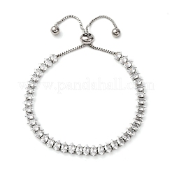 304 Stainless Steel with Clear Cubic Zirconia Link Chain Bracelets&nbsp;BJEW-G754-03P-04