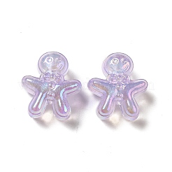 UVメッキレインボー虹色アクリルビーズ  クリスマスジンジャーブレッドマン  プラム  20x18x10.5mm  穴：3.5mm&nbsp;PACR-M002-11E