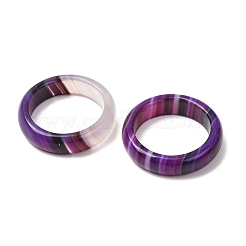染色・加熱処理された天然縞瑪瑙/縞瑪瑙の女性用指輪  パープル  5.5mm  内径：17~17.5mm&nbsp;RJEW-Z075-02X