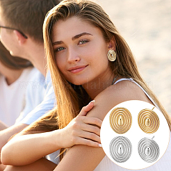 2 Pairs 2 Colors Oval Brass Studs Earrings for Women&nbsp;KK-UN0004-93