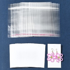 紙製ディスプレイカード50枚  ピアスに使用  長方形  セロハンバッグ付き  ホワイト  9x5x0.01cm&nbsp;CDIS-FS0001-14A