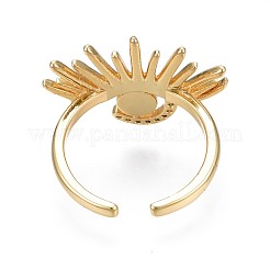 Clear Cubic Zirconia Evil Eye Wide Open Cuff Ring with Enamel for Women&nbsp;RJEW-N035-098C