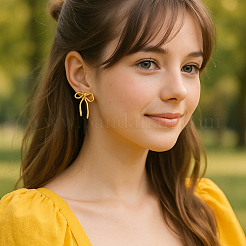 2 Pairs 2 Colors Bowknot Brass Stud Earrings&nbsp;EJEW-GO0002-03