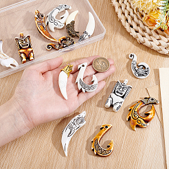 10個 10スタイル トライバルスタイル 不透明樹脂ペンダント  アクリル製ビッグペンダント1個付き  3個 3スタイル 亜鉛合金 アクリル製ビッグペンダント  ミックスカラー  混合図形  48.5~74.5x20~38x6.5~10mm  穴：3~4.5mm  1個/スタイル&nbsp;FIND-GA0008-69