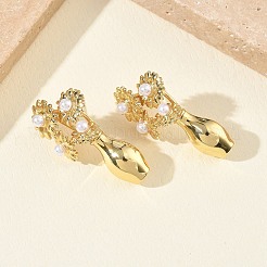 Brass Stud Earrings for Women&nbsp;EJEW-A168-12G