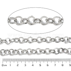 304ステンレススチールリングリンクチェーン  溶接されていない  スプールで  ステンレス鋼色  9.5x9x1.5mm&nbsp;CHS-G043-06P