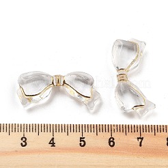 メッキアクリルビーズ  ゴールドライン入り  蝶結び  透明  19x29x6mm  穴：1.6mm  469個/ 500g&nbsp;OACR-Q084-14A