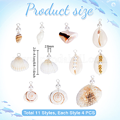 44Pcs 11 Style Natural Shell Pendants&nbsp;PALLOY-PH01920