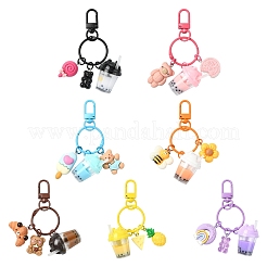 Milk Tea Cup Resin Pendant Decoration&nbsp;HJEW-YW00053-01