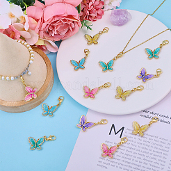 15Pcs 5 Colors Butterfly Alloy Enamel Pendant Decoration&nbsp;HJEW-CA00040