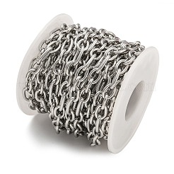 304ステンレススチール楕円リンクチェーン  溶接されていない  スプールで  ステンレス鋼色  9.5~13x7~7.5x1.5mm&nbsp;CHS-G038-05P
