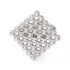 変色しない304ステンレススチール製菱形調節可能な女性用リング  ステンレス鋼色  内径：17~19mm&nbsp;RJEW-E055-02P