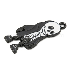 ハロウィンアロイエナメルペンダント  ブラック  スケルトンチャーム  ブラック  33x15x2mm  穴：2mm&nbsp;ENAM-M220-02F-B