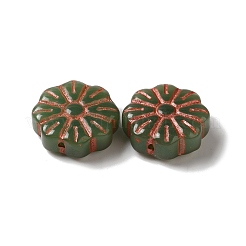 不透明なランプワークビーズ  花  オリーブドラブ  15x6mm  穴：1mm  約45~55個/100g&nbsp;LAMP-P065-03B-11
