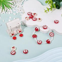 クリスマス 不透明アクリルビーズ  イチゴとフラットラウンド  ミックスカラー  14mm  穴：1~1.5mm&nbsp;SACR-TAC0015-01M
