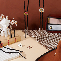 DIYボロタイ作りキット  ナイロンコードも含めて  合金コードエンドパーツ  ブランク亜鉛合金ボロタイ ラウンド スライダー パック  ミックスカラー  16個/箱&nbsp;DIY-GA0006-13