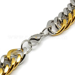 ファッショナブルな304ステンレススチールのキューバチェーンネックレス  カニカン付き  多面カット  ミックスカラー  23インチ〜25インチ（58.4~63.5cm）x14mm&nbsp;STAS-A028-N065