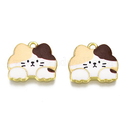 ラックメッキプリントアロイペンダント  カドミウムフリー＆ニッケルフリー＆鉛フリー  ライトゴールド  猫  ココナッツブラウン  16x18.5x2.5mm  穴：1.6mm&nbsp;ENAM-N055-177E