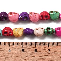 合成ターコイズビーズ連売り  スプレー塗装  スカル  ミックスカラー  8~8.5x6~6.5x7.5~8mm  穴：1.4mm  約46個/連  14.88''（37.8センチメートル）&nbsp;G-B140-G01