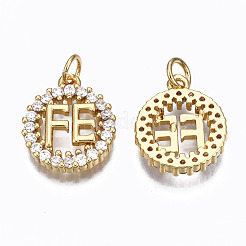 Brass Micro Pave Clear Cubic Zirconia Pendants&nbsp;ZIRC-N039-137-NF