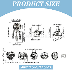 36Pcs 9 Styles Alloy European Beads&nbsp;MPDL-ME0001-09