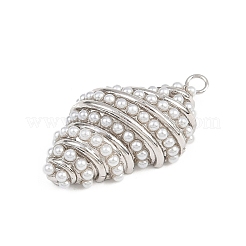 Shell Shape Brass ABS Imitation Pearl Pendants&nbsp;KK-I352-04D-P