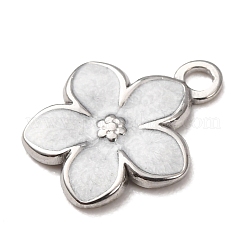 304ステンレススチールエナメルペンダント  花のチャーム  ステンレス鋼色  12x10x1mm  穴：1.5mm&nbsp;STAS-F367-16B-P