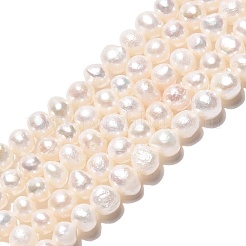 天然ケシパールビーズ連売り  有核真珠  ポテト  乳白色  5~6.5x3~7.5mm  穴：0.6mm  約66~69個/連  13.39~13.58インチ（34~34.5cm）&nbsp;PEAR-N013-05P