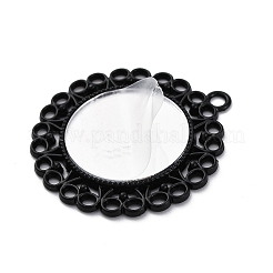 ガラスミラーペンダント  合金パーツ  ブラック  フラットラウンド  43x39x3mm  穴：3mm&nbsp;FIND-Z073-02EB-02