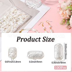 100個のABSプラスチックイミテーションパールビーズ  長方形  乳白色  16x9x5mm  穴：1.8mm&nbsp;OACR-LT0001-03