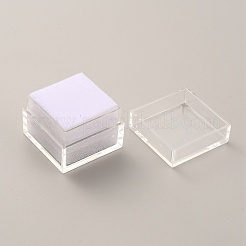 正方形の透明なプラスチックのルース ダイヤモンド ボックス  内部にスポンジが入ったアクセサリー用の小さなジュエリー収納ケース  ホワイト  2.9x2.9x2.25cm  内径：2.5x2.5のCM&nbsp;CON-WH0084-52A