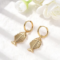 304 Stainless Steel Fish Hoop Earrings&nbsp;EJEW-K268-42G