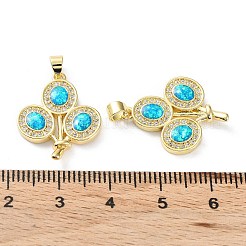 Rack Plating Brass Micro Pave Cubic Zirconia Pendants&nbsp;KK-C041-24G
