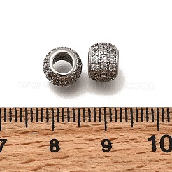 真鍮製マイクロパヴェキュービックジルコニアビーズ  ロンデル  プラチナ  7.5x5.5mm  穴：3.7mm&nbsp;KK-Z126-11P
