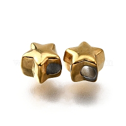 304ステンレススチールビーズ  スター  イオンプレーティング（ip）  18KGP本金メッキ  6.5x7x5mm  穴：2mm&nbsp;X-STAS-V009-03G