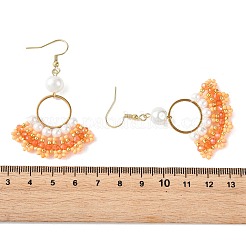 Glass Braided Beads Dangle Earrings&nbsp;EJEW-MZ00747-02