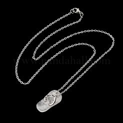 Natural Quartz Crystal Alloy Flip Flops Pendant 304 Stainless Steel Cable Chain Necklaces&nbsp;GG-CBAFD22-01A-02