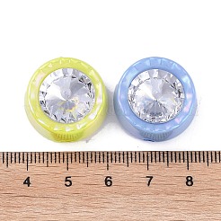 UV メッキ 虹色アクリル ラインストーン ビーズ付き  フラットラウンド  ミックスカラー  20.5x20.5x12.5mm  穴：2.5mm&nbsp;X-OACR-B021-07