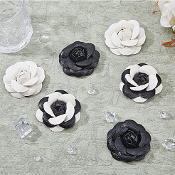 6Pcs 3 Colors PU Leather Artificial Flower Ornament Accesories&nbsp;FIND-FH0009-86