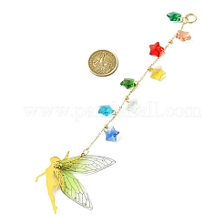 Brass & Transparent Epoxy Resin Fairy Pendant Decoration&nbsp;HJEW-JM02635-01