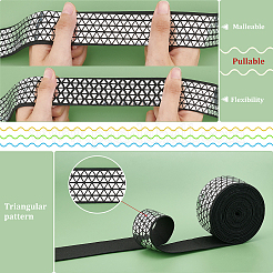 弾性バンド  ウェビング衣類縫製アクセサリー  レーザ  三角形の模様でフラット  銀  38mm  約5.00ヤード（4.57m）/セット&nbsp;EW-PH0001-08