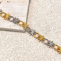 Two Tone 304 Stainless Steel Link Chain Bracelets for Women&nbsp;WG612EC-01