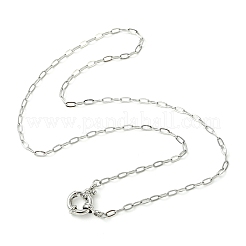 2.5mm 304ステンレススチールペーパークリップチェーンネックレス  真鍮スプリングリングの留め金と  プラチナ＆ステンレス鋼色  17.01インチ（43.2cm）&nbsp;NJEW-JN06449-02
